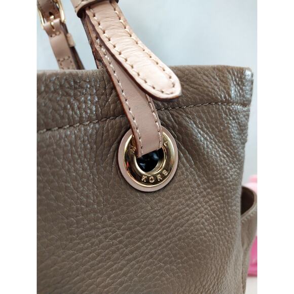 Michael Kors Jet Set Taupe Leather Pockets Double Handle Tote Shoulder Bag - Picture 13 of 14